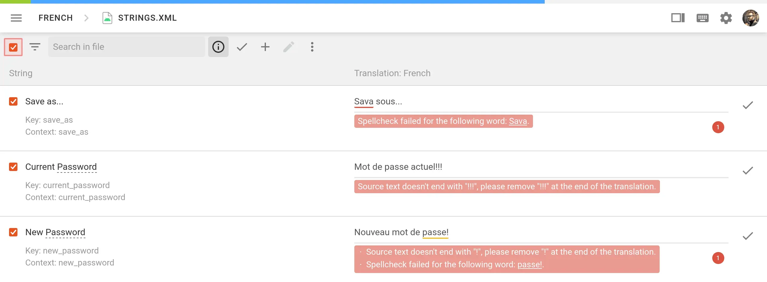 QA Checks in side-by-side mode in Crowdin