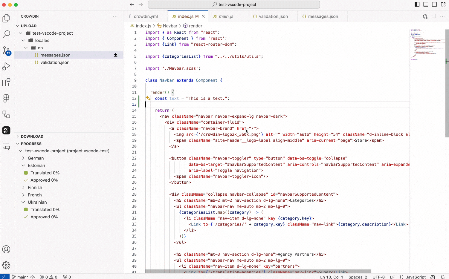 Crowdin Visual Studio Code (VS Code) Plugin